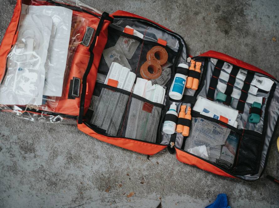 orange white and black bag